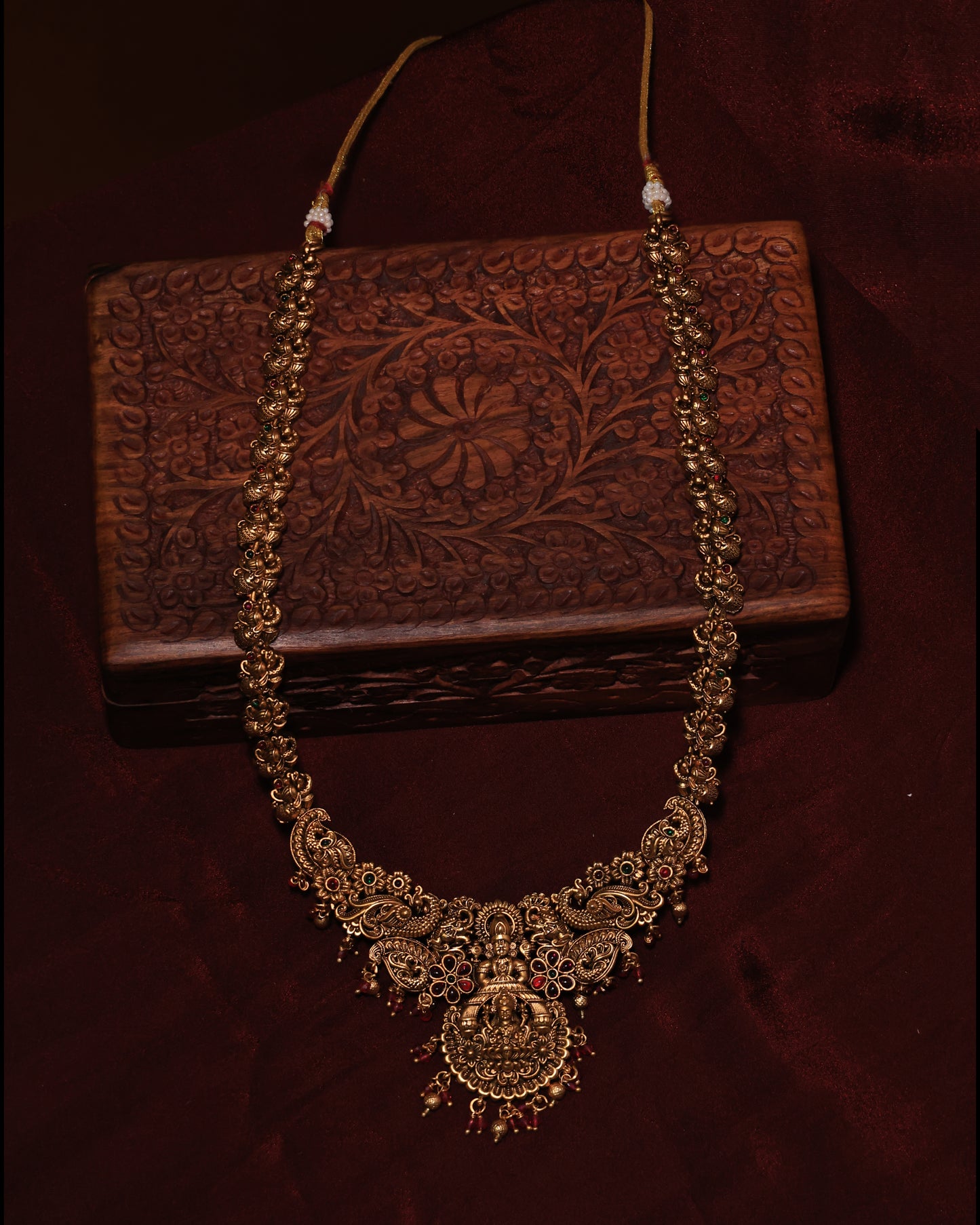 Bridal Antique Gold Lakshmi Haram with Jhumka Earrings