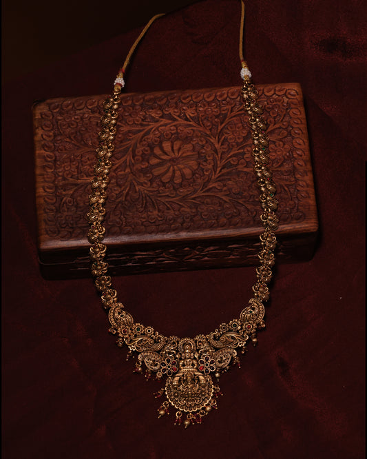 Bridal Antique Gold Lakshmi Haram with Jhumka Earrings