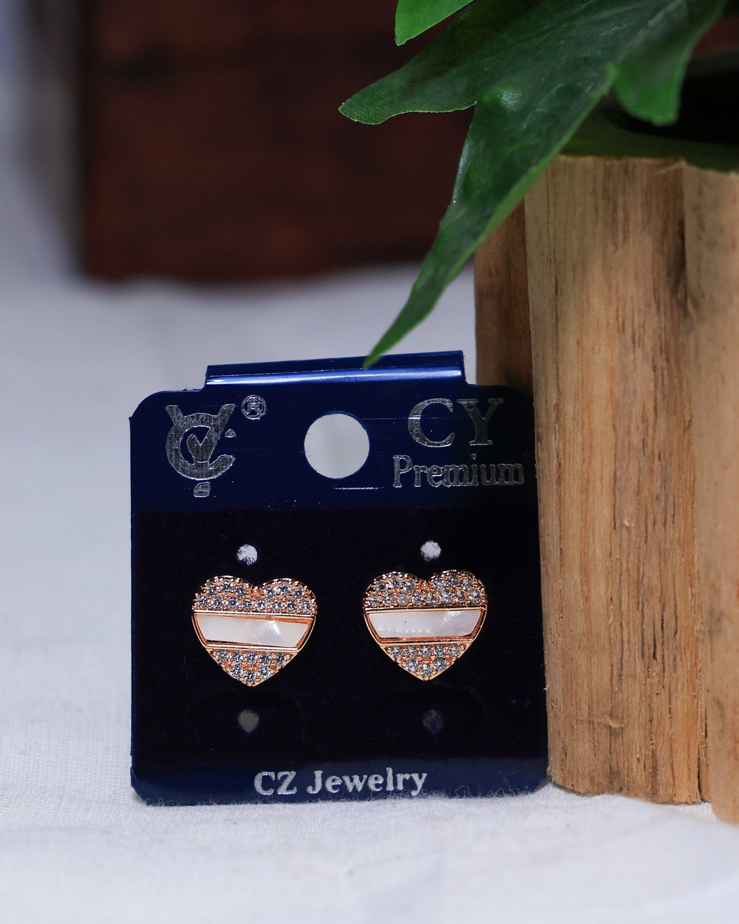 White Central Heart Earring