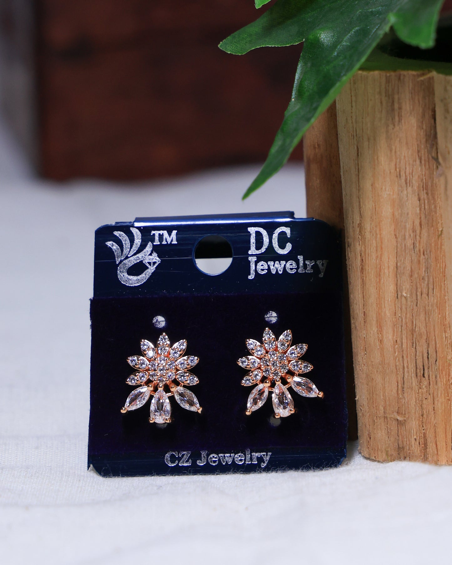 Floral Stone Rose Gold Earring