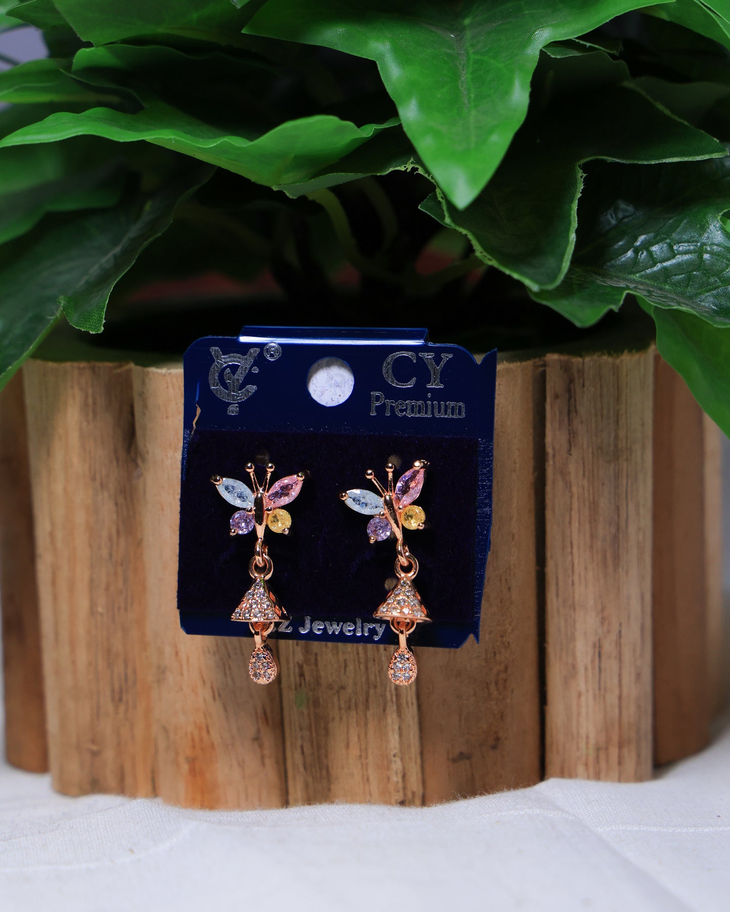 Butterfly Multicolor Drop Rose Gold Earring