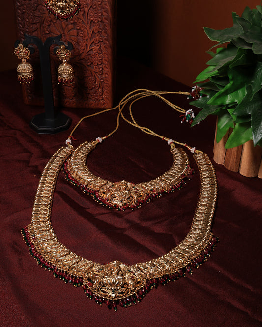 Lakshmi Devi Antique Gold Haaram Set