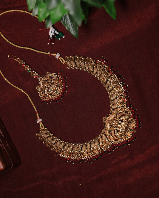 Lakshmi Devi Antique Gold Haaram Set