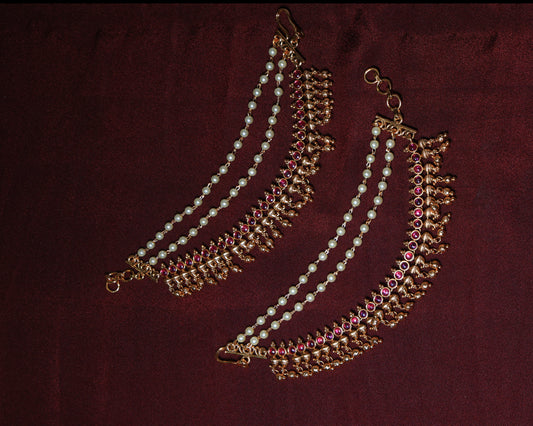 Antique Golden Pearl Mattal - Red