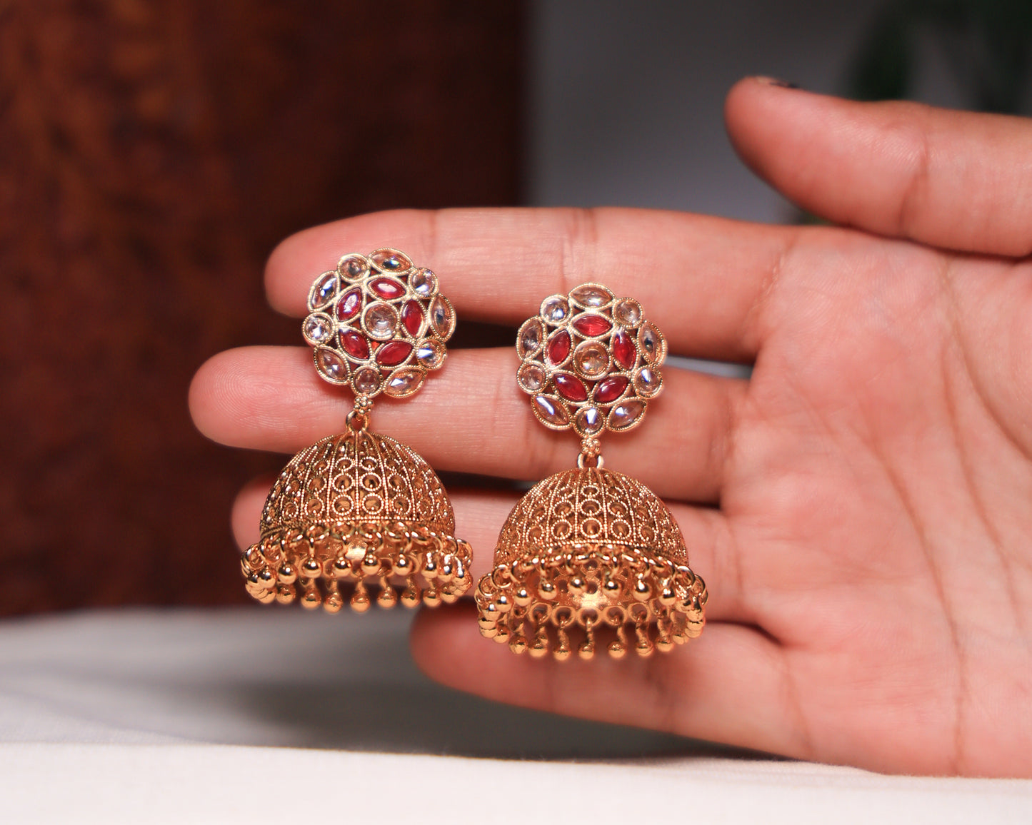 Amphora Jhumka - Red