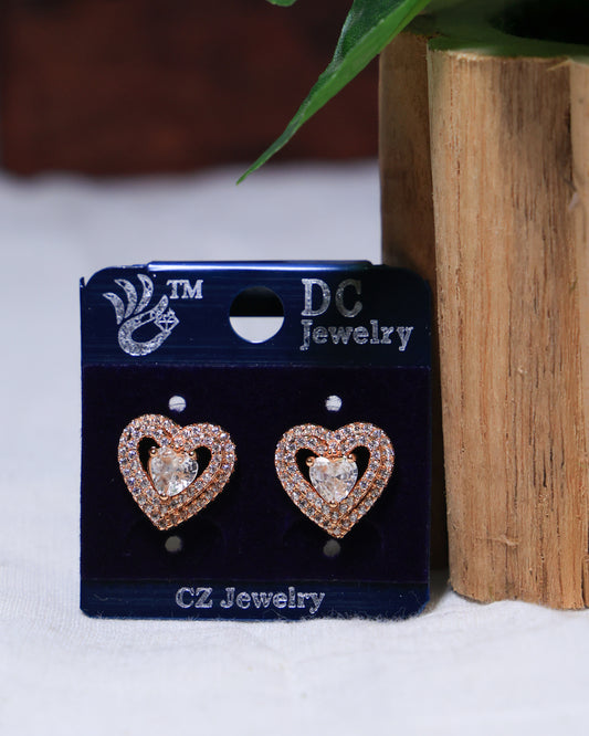 Heart Shape Rose gold Earring