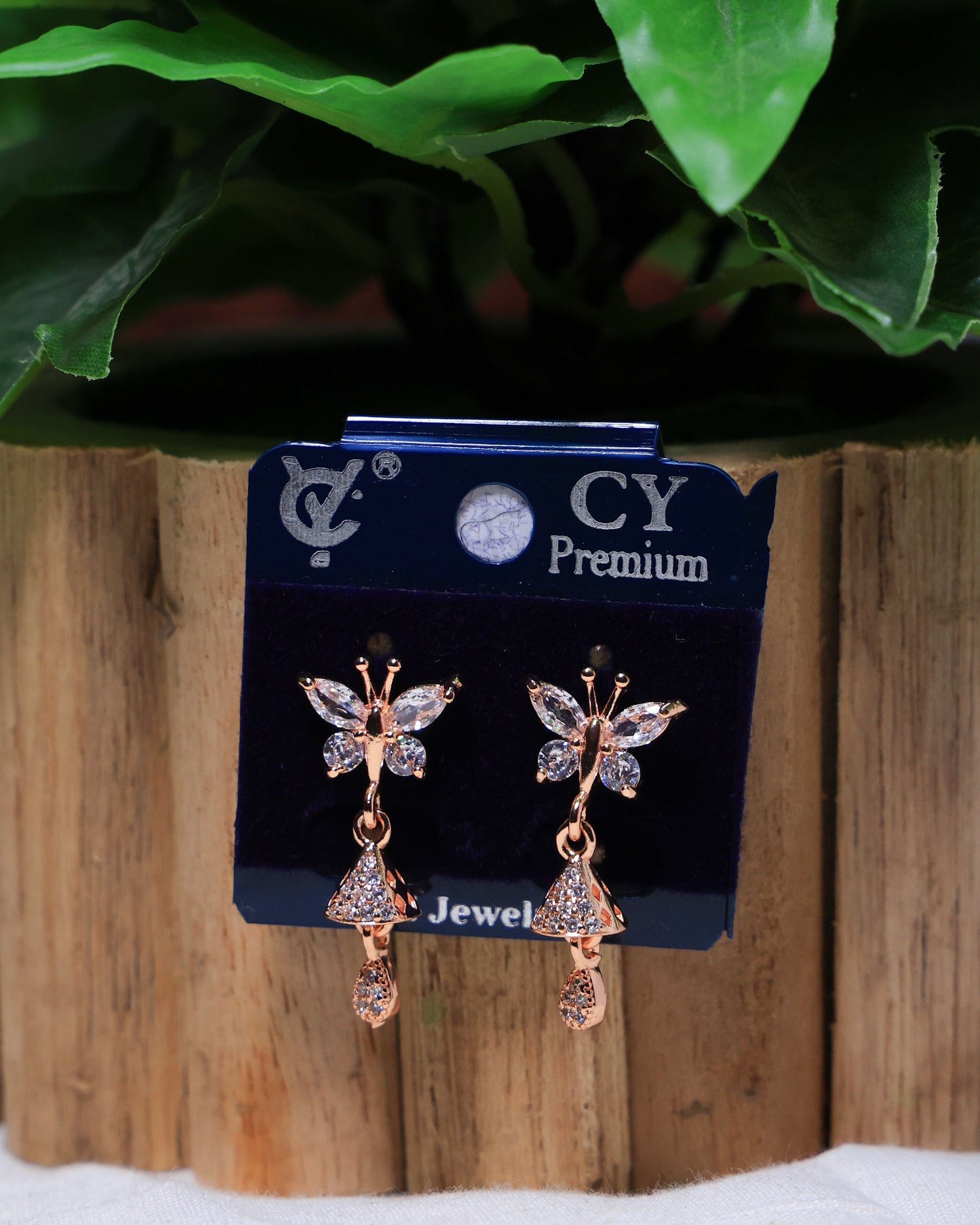Butterfly Drop Rose Gold Earring
