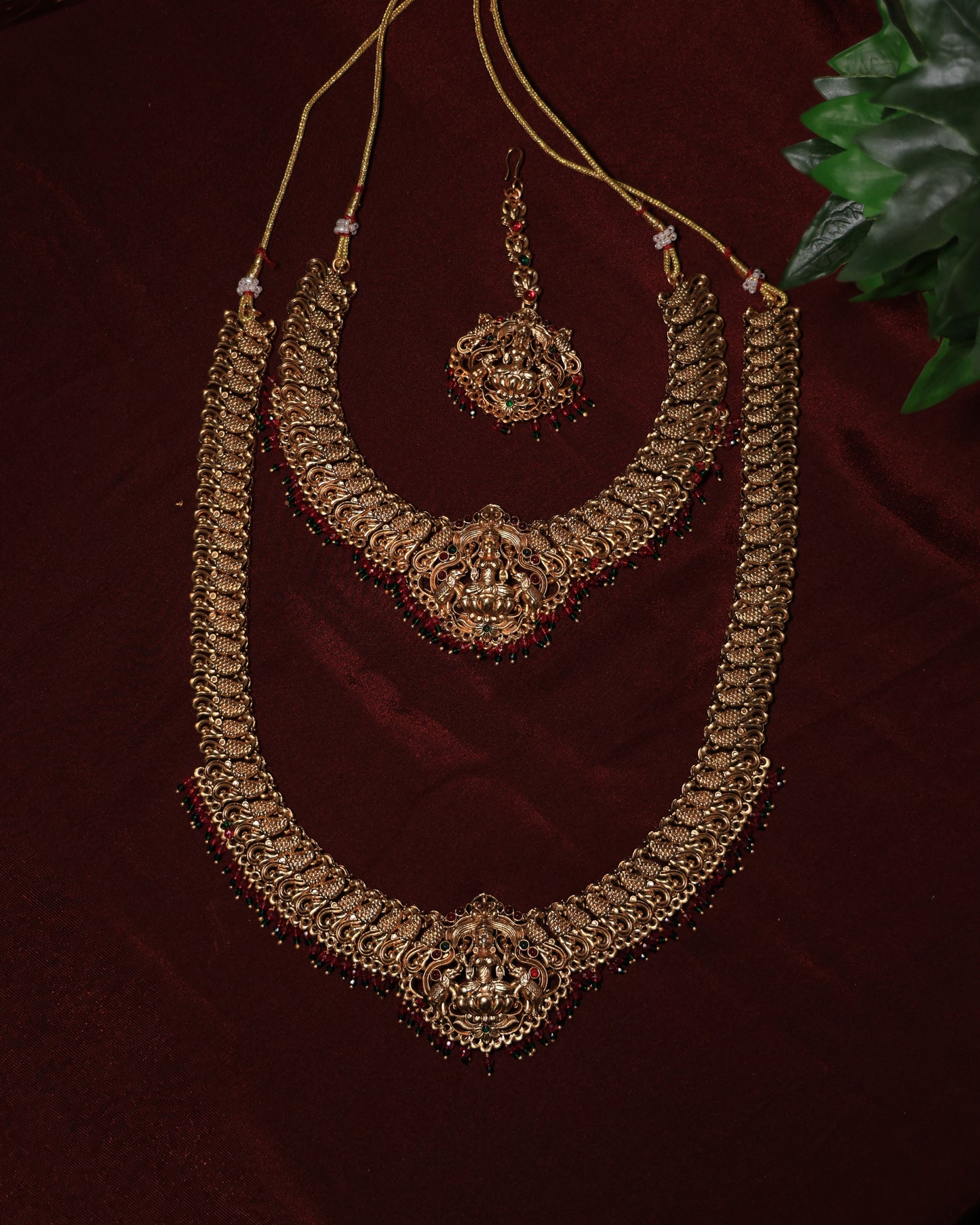 Lakshmi Devi Antique Gold Haaram Set