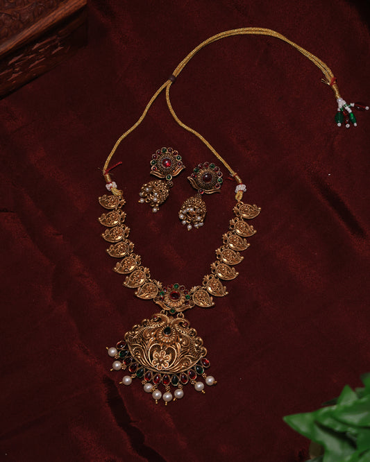 Mehandi  Colour Antique Gold Haaram Set