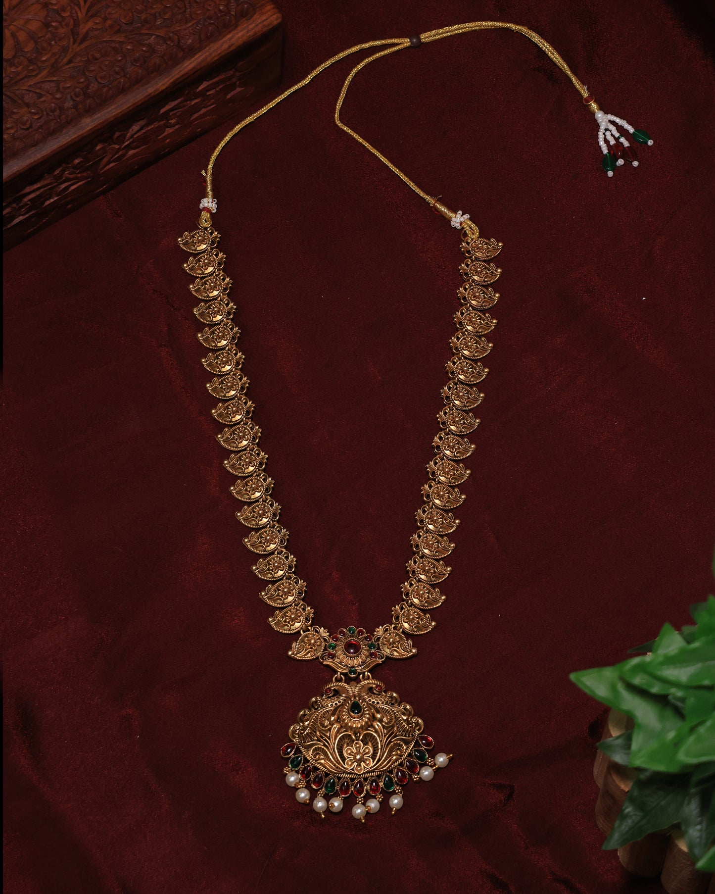 Mehandi  Colour Antique Gold Haaram Set