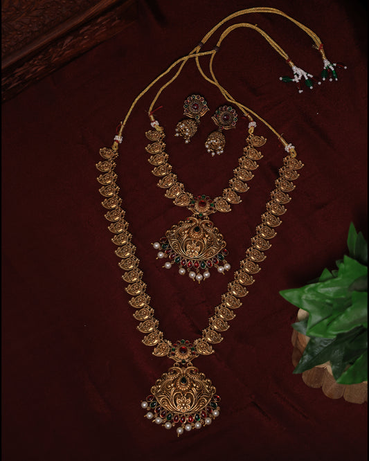 Mehandi  Colour Antique Gold Haaram Set