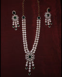 Victorian Style Crystal Necklace with Earrings - Green