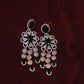 Victorian Style Crystal Necklace with Earrings - Green