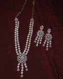 Victorian Style Crystal Necklace with Earrings - Pink