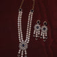 Victorian Style Crystal Necklace with Earrings - Navy Blue