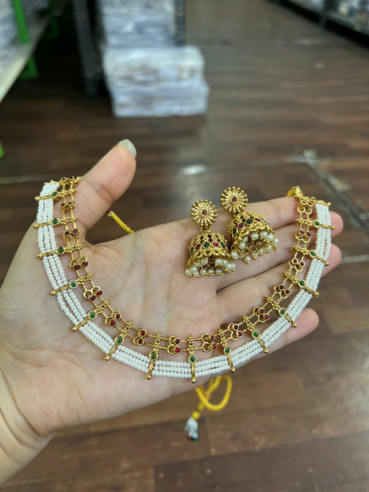Matte Finish Necklace Set - Material Alloy